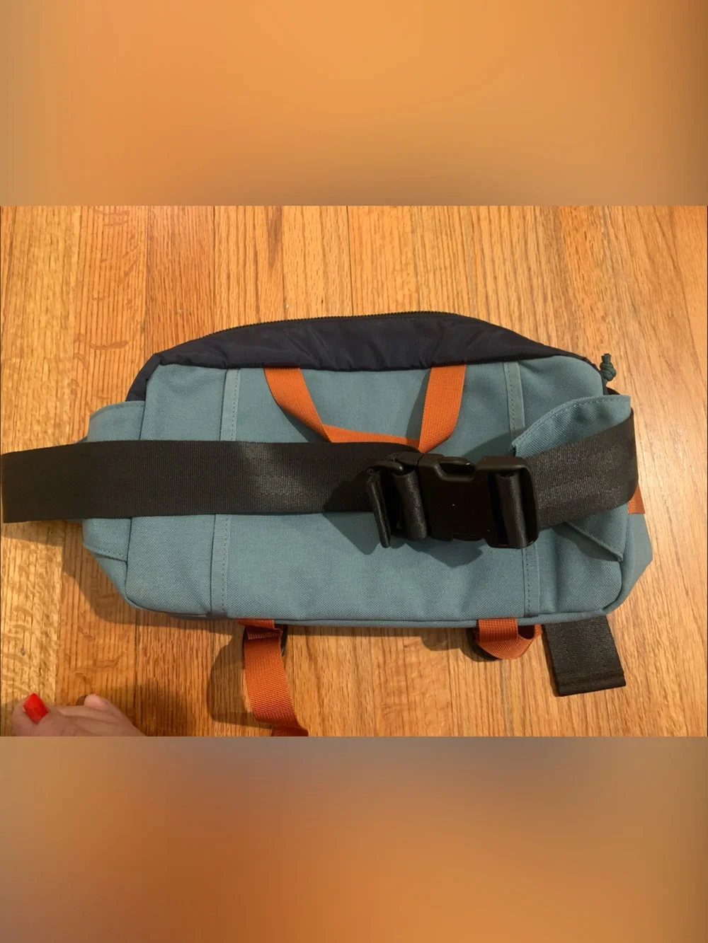 Topo Designs Yellow & Navy Crossbody Messenger with Orange Accents